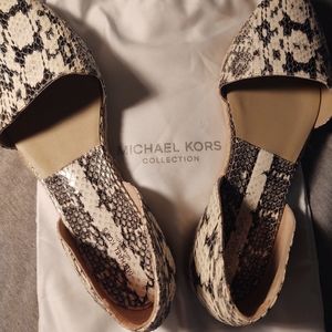 Michael Kors Collection genuine snakeskin flats- size 40 (10 US) - black/white